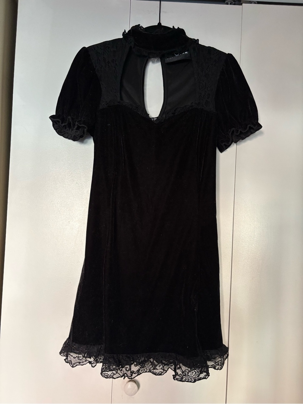 Killstar Black Velvet Keyhole Lace Mini Dress
